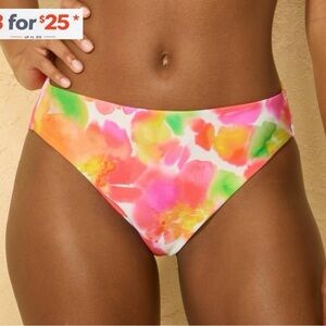Water Color Floral Print Mid-Rise Medium Coverage Bikini Bottom